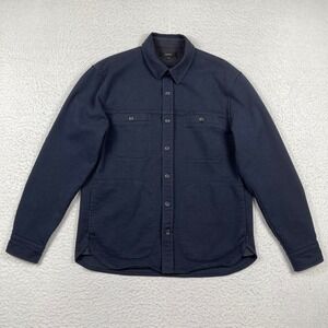 Vince Shirt Jacket Mens Medium Navy Blue Gorpcore Utility Shacket Elbow Patch